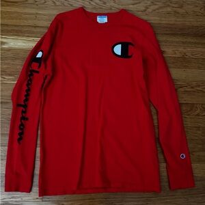 Champion Logo Long Sleeve Red - size Large